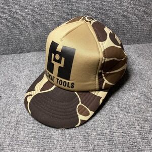 Vintage Huskie Tools Hat Cap Snap Back One Size Brown Tan Camo Advertising 90s